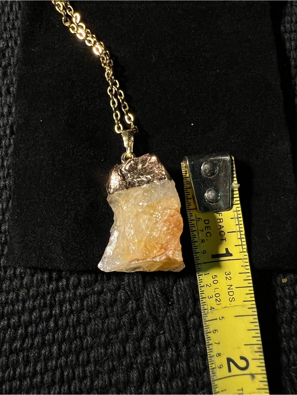 Raw Orange Calcite Gold-Dipped Crystal Pendant Necklace - Picture 5 of 5